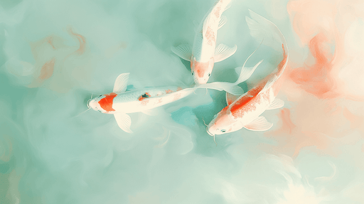 New Chinese Koi Wallpaper Mural | Auspicious Decorative Wall in Living Room and Bedroom — Koi Good Luck wall art with vibrant koi and water blending for elegant Chinese style spaces