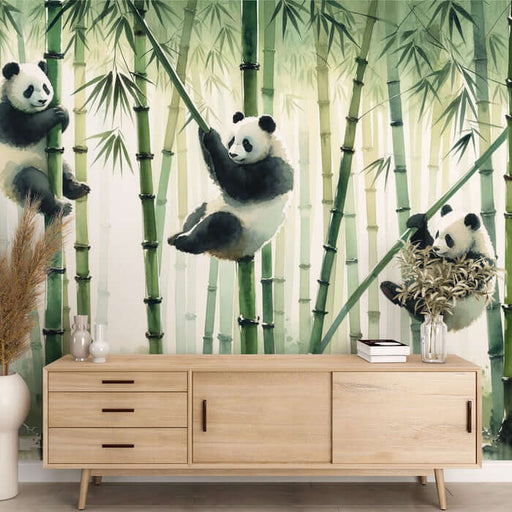 New Chinese style panda bamboo forest wallpaper mural | Chinese style decorative wall in living room and study room