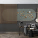 New Chinese wallpaper mural | Metal flowers paired with wooden elements - Carving wallpaper