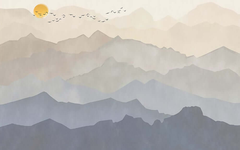 New Chinese style landscape wallpaper mural | Zen inspired decorative wall