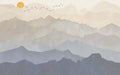 New Chinese style landscape wallpaper mural | Zen inspired decorative wall
