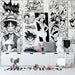 Nostalgic Anime Mural Wallpaper: Luffy, Goku, Doraemon Collection - classic character reunion mural collage in black-and-white for kids' room decor