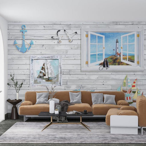 Ocean wallpaper mural | Creating a fresh nautical style space - Carving wallpaper