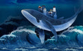 Ocean Whale Wallpaper Mural | Giant Whale Carrying Castle Full of Fantasy Colors - Carving wallpaper