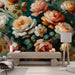 Oil painting style floral wallpaper mural | Colorful roses - vibrant vintage rose wall art for bedroom decor