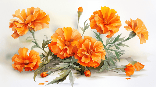 Orange floral wallpaper mural | Watercolor style - Carving wallpaper