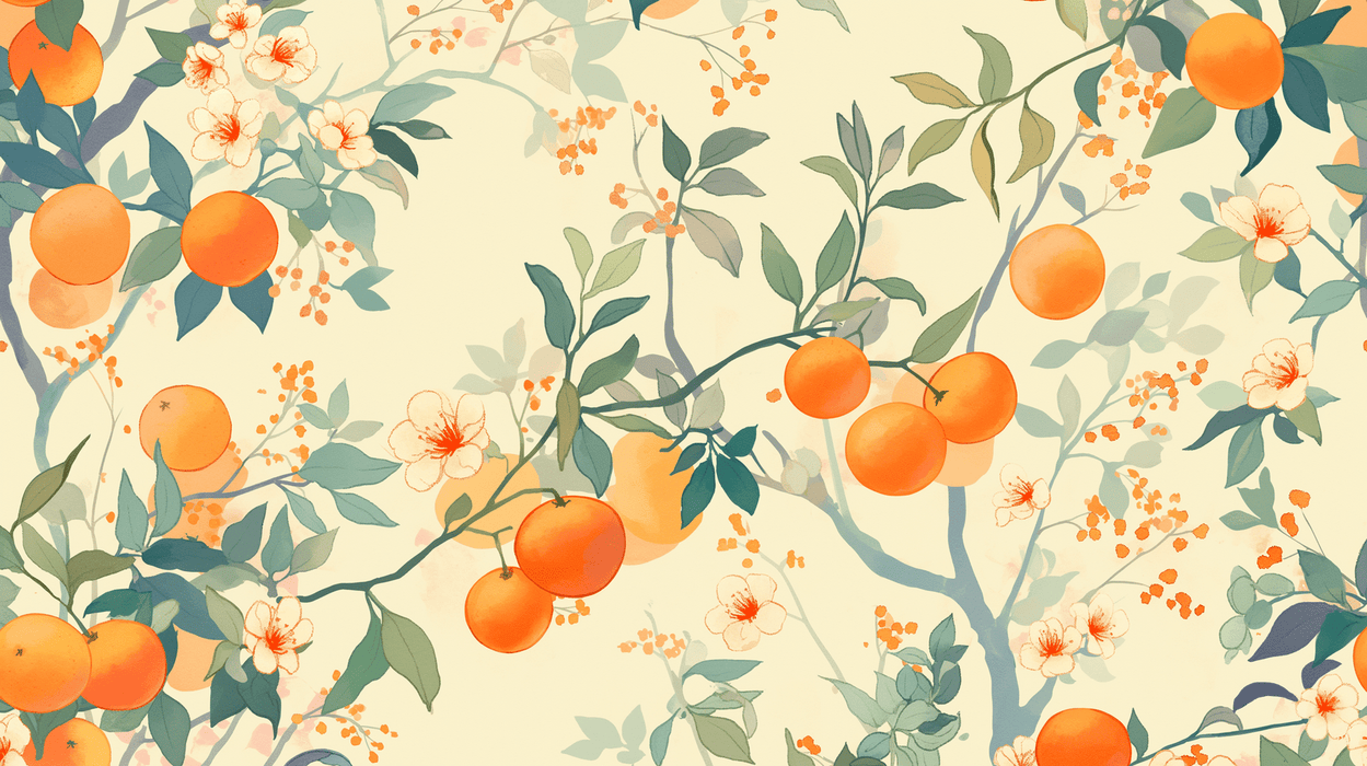Orange Wallpaper Mural | Orange Tree Harvest - Carving wallpaper