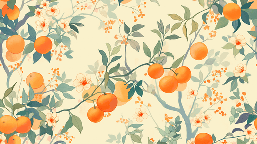Orange Wallpaper Mural | Orange Tree Harvest - Carving wallpaper