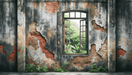 Outdated walls and window wallpaper murals | Enjoy views of tropical rainforests - Carving wallpaper