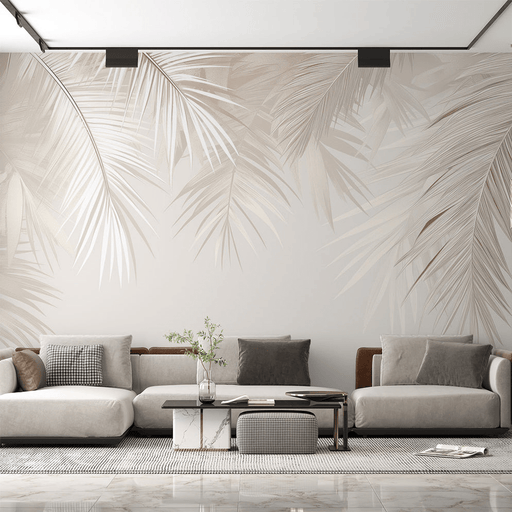 Palm leaf wallpaper brown monochrome - Carving wallpaper