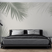 Palm leaf wallpaper is between green and beige - Carving wallpaper