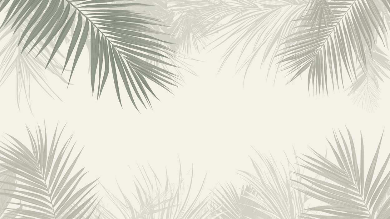 Palm leaf wallpaper is between green and beige - Carving wallpaper