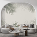 Palm leaf wallpaper is between green and beige - Carving wallpaper