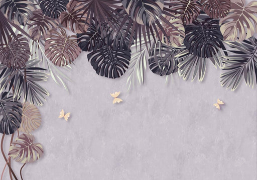 Palm leaf wallpaper mural | Tropical plant style mural - Carving wallpaper