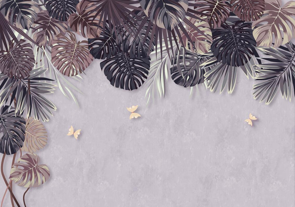 Palm leaf wallpaper mural | Tropical plant style mural - Carving wallpaper