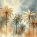 Hand Drawn Palm Tree Wallpaper Mural | Vintage Tropical Decor for Bedroom & Living Room