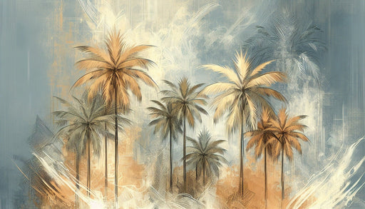 Palm Tree Wallpaper Mural | Hand drawn Style - Carving wallpaper