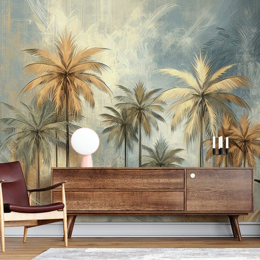 Palm Tree Wallpaper Mural | Hand drawn Style - Carving wallpaper