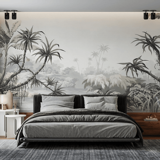 Palm tree wallpaper with exotic panoramic views - Carving wallpaper