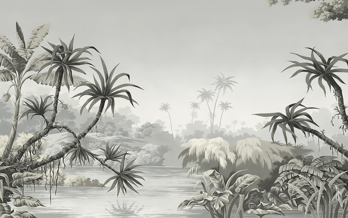 Palm tree wallpaper with exotic panoramic views - Carving wallpaper