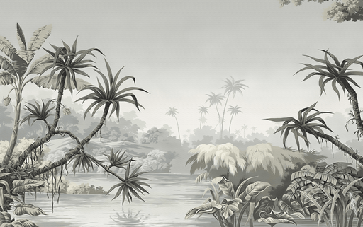 Palm tree wallpaper with exotic panoramic views - Carving wallpaper