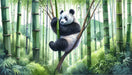 Panda Bamboo Grove Watercolor Wallpaper Mural featuring a panda in a bamboo forest, ideal for children's room decor.