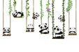Panda vine wallpaper mural | cute cute full of childlike atmosphere - Carving wallpaper
