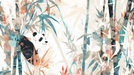 Panda Wallpaper Mural | Bamboo Grove Pink - Carving wallpaper