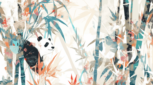Panda Wallpaper Mural | Bamboo Grove Pink - Carving wallpaper