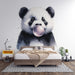 Panda Wallpaper Mural Portrait with Chewing Gum - Carving wallpaper