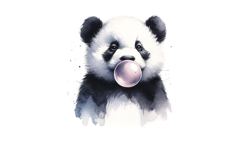 Panda Wallpaper Mural Portrait with Chewing Gum - Carving wallpaper