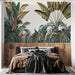 Panoramic tropical wallpaper mural | Plants - Carving wallpaper