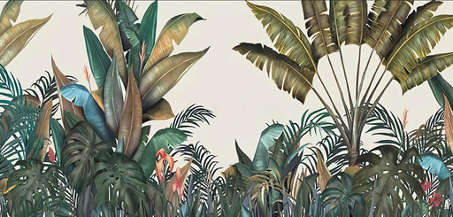 Panoramic tropical wallpaper mural | Plants - Carving wallpaper