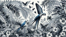 Parrot Wallpaper Mural | Black and White, Jungle - Carving wallpaper