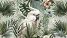 Parrot Wallpaper Mural | White Parrot in the Middle of Tropical Leaves - Carving wallpaper