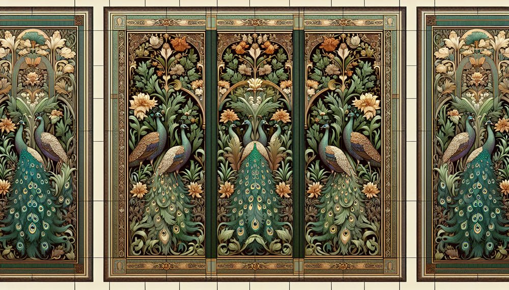 Peacock Flower Wallpaper Mural | Multi link Decoration - Carving wallpaper