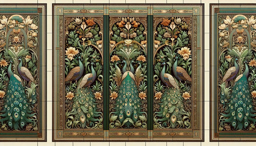 Peacock Flower Wallpaper Mural | Multi link Decoration - Carving wallpaper