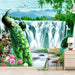 Peacock wallpaper mural | jade bamboo waterfall atmospheric beautiful wallpaper - Carving wallpaper