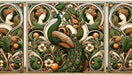 Peacock Wallpaper Mural | Peacock and Characters - Carving wallpaper