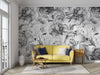 Peony Wallpaper Mural | Black and White Peony Flower Pattern - Carving wallpaper