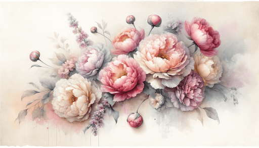 Peony Wallpaper Mural | Colorful Pink and Purple Composition - Carving wallpaper