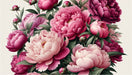 Peony Wallpaper Mural | Pink and Purple Flowers with Green Leaves - Carving wallpaper