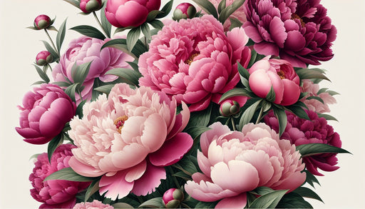 Peony Wallpaper Mural | Pink and Purple Flowers with Green Leaves - Carving wallpaper