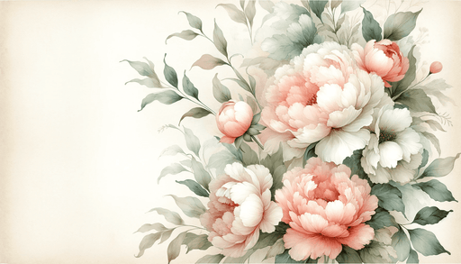 Peony Wallpaper Mural | Pink and White Peonies - Carving wallpaper
