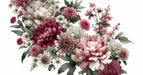 Peony Wallpaper Mural | Pink, White, Red Flower Lines - Carving wallpaper