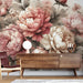 Peony Wallpaper Mural | Retro Flowers - Carving wallpaper