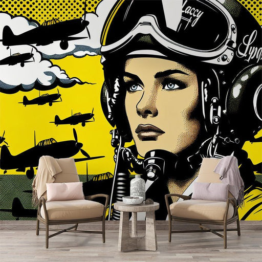 Pilot Wallpaper Mural | Plane in Clouds - Carving wallpaper