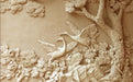 Pine Crane Flower Wallpaper Mural | beige relief style - Carving wallpaper