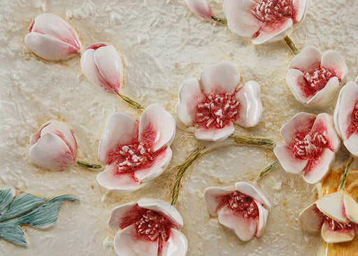 Pink and white flowers wallpaper mural | The pink and white flowers are delicate, natural and fresh - Carving wallpaper