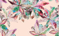 Pink background colorful leaf wallpaper mural | flowing colorful background wall - Carving wallpaper